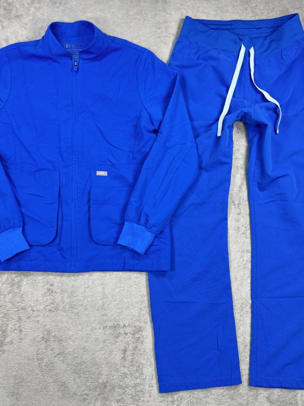 FIGS Scrub Set Technical Collection Blue Matching Jacket & Pants Medical Nurse